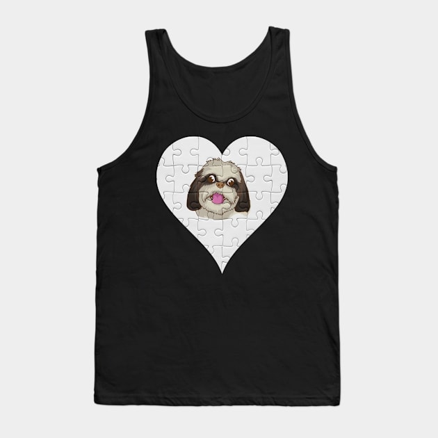 Shih Tzu Heart Jigsaw Pieces Design - Gift for Shih Tzu Lovers Tank Top by HarrietsDogGifts